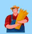 farmer holding a sheaf wheat agriculture vector image vector image