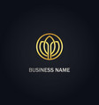 round lotus flower leaf nature gold logo vector image vector image