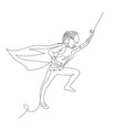 continuous one line superhero woman in a cloak vector image
