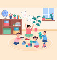cute cartoon kids playing on floor in kindergarten vector image vector image