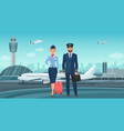 pilot captain and stewardess airplane crew vector image vector image