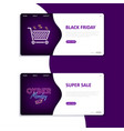 set landing pages for black friday and cyber vector image