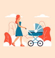 young mother walking with a newborn vector image vector image