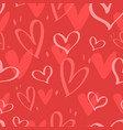 seamless pattern with hand drawn hearts vector image vector image