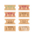 set of different retro movie ticket vector image vector image