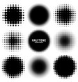 circle halftone design elements with black dots vector image