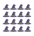 set fun cute halloween witch hat icon cartoons vector image