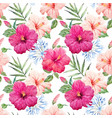 watercolor tropical hibiscus pattern vector image