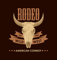 cowboy rodeo show with a skull of bull vector image vector image