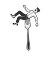man strung on fork sketch vector image vector image