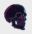 skull glitch style vector image vector image