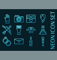 wedding set icons blue glowing neon style vector image vector image