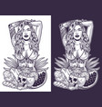 beautiful beach girl monochrome label vector image vector image
