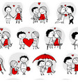 couple in love kissing valentine seamless pattern vector image