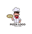 minimalist pizza mascot logo template vector image