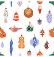 retro christmas baubles pattern seamless xmas vector image vector image