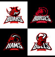 furious boar horse ram bull head isolated vector image