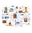 houses city map winter streets scheme tiny funny vector image