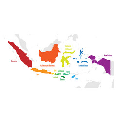 Main islands indonesia map with names Royalty Free Vector