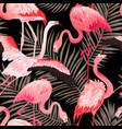 tropical flamingo bird seamless summer pattern vector image vector image