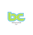 blue green alphabet letter bc b c logo icon design vector image