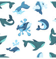ocean water and dolphin animals seamless pattern vector image vector image