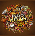 hello autumn nature cartoon doodle vector image vector image