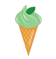 ice cream cone with mint icon flat cartoon style vector image