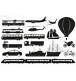 set of isolated abstract transport silhouettes vector image