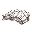 open book with information on pages monochrome vector image vector image