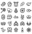 summer vacation related icon set 6 line style vector image