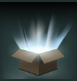 open cardboard box with a glow inside vector image vector image