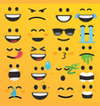 set of cute emoji emoticon faces vector image