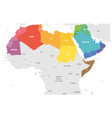 arab world states political map with colorfully vector image