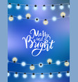 merry christmas blue background glittering garland vector image vector image