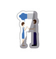people couple together chat bubble icon vector image