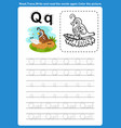 alphabet letter q with cartoon vocabulary vector image vector image