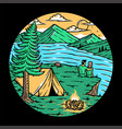 couple in love relaxing on mountain vector image