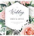 modern floral wedding invite card template card vector image vector image