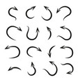 set of black hand-drawn rounded arrows vector image