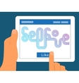 graphic selfie on tablet pc for social networking vector image
