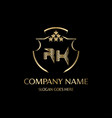 rk letter initial with royal luxury logo template vector image