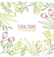 floral frame with hand drawn flowers and plants vector image