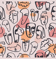 hand dawn faces seamless pattern ink vector image