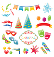 set colorful objects of carnival party birthday vector image