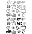 travel icons set doodles hand drawn vector image