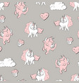 seamless pattern with unicorns donuts rainbow vector image