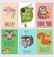once upon forest cards collection cute animals vector image vector image