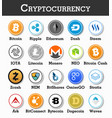 set of cryptocurrency icon vector image