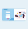 tech support landing page template with contact us vector image